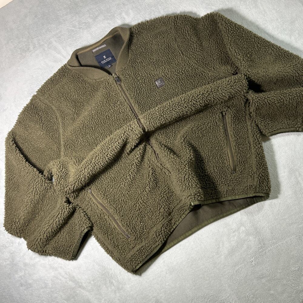 Y2k 2000s Roark Sherpa High Pile Fleece Sweater Mens XL Qtr Zip Earth Green
